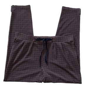 Betabrand Skinny-Leg | SoHo Joggers in Brown/Black Checkered, Size XL Long